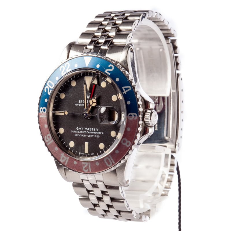 Mens Vintage Rolex GMT-Master 1675 Stainless Steel Pepsi