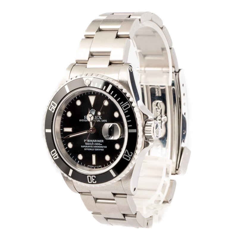 Used Rolex Submariner 16610 Black Bezel