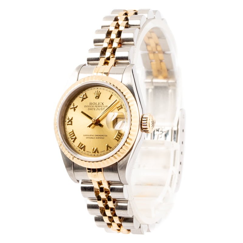 Ladies Rolex Datejust 69173 Champagne Roman Dial