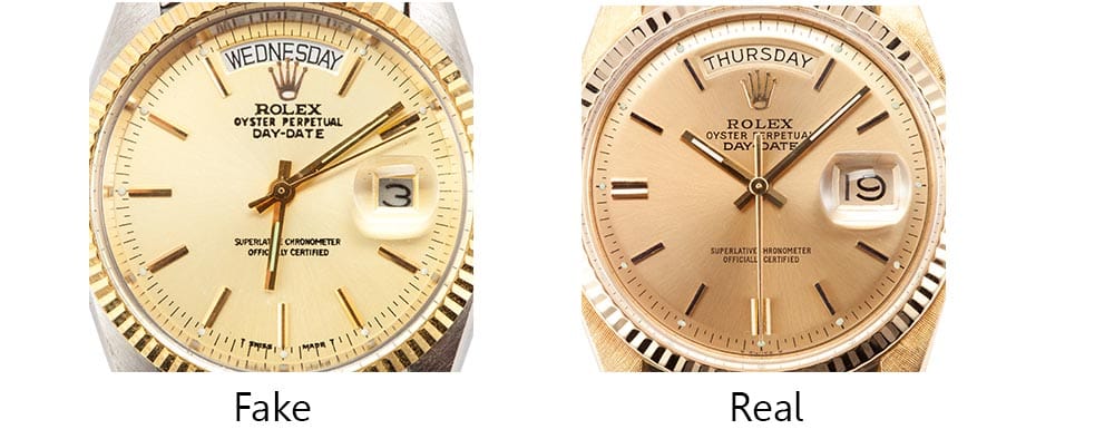 Real vs Fake Rolex Dials Real vs Fake Rolex Dials - Bob's Watches