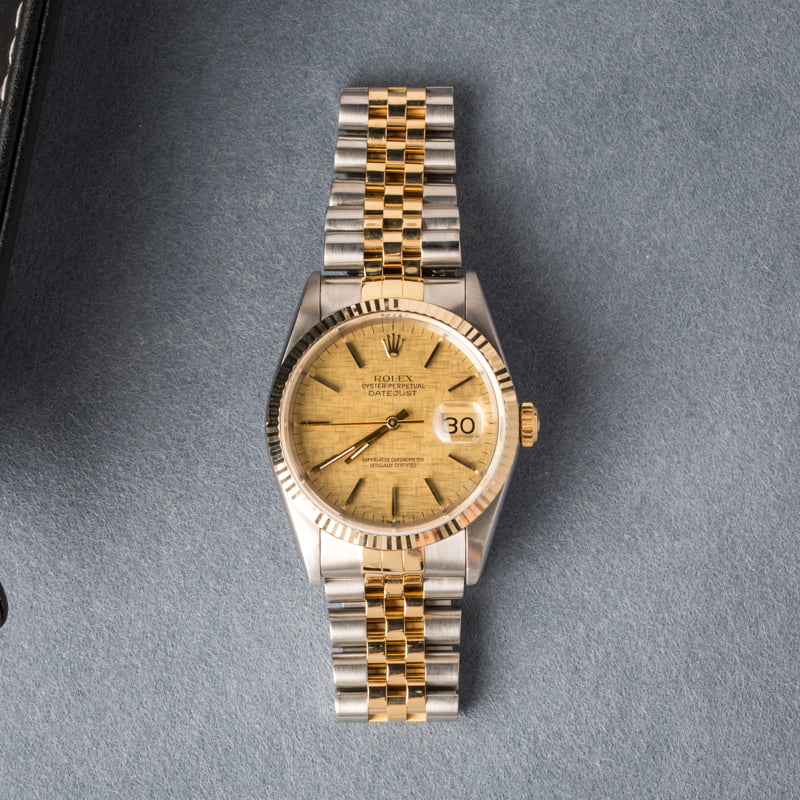 Rolex Datejust 16233 Champagne Linen Dial