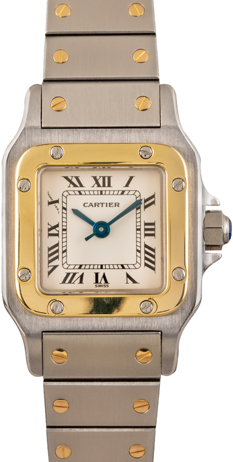 Ladies Cartier Santos Steel & 18k Yellow Gold