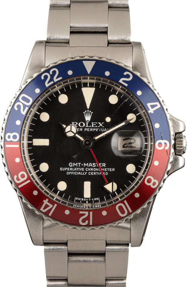 Mens Vintage Rolex GMT-Master 1675 Pepsi Bezel