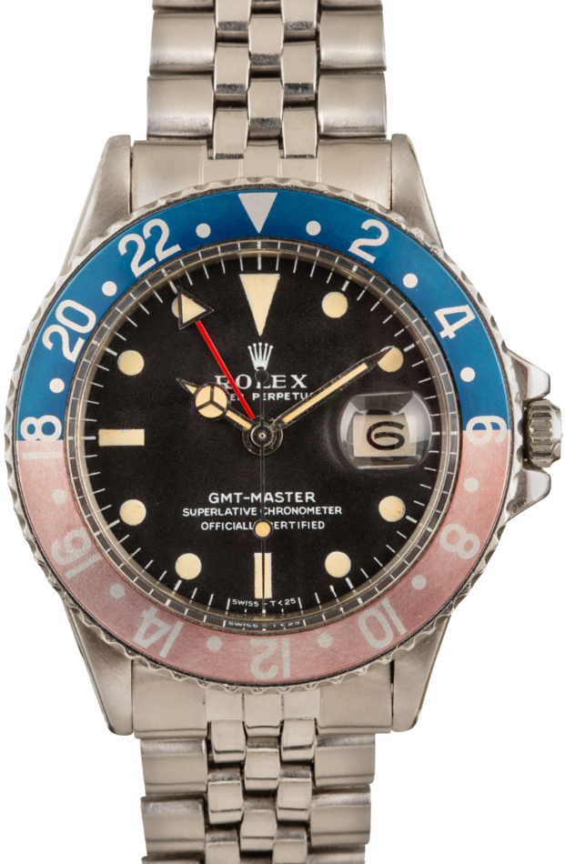 Mens Vintage Rolex GMT-Master 1675 Stainless Steel Pepsi