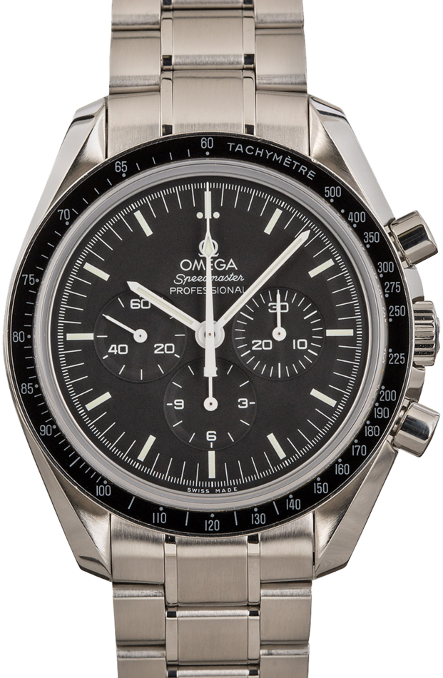 Omega Speedmaster Pre-Owned Black Dial & Bezel 42MM Stainless Steel Moonwatch