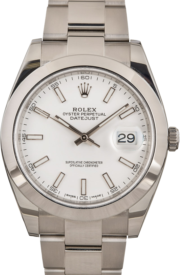 Mens Rolex Datejust 41 Ref 126300 White Dial