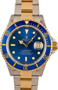 Mens Rolex Submariner 16613 Two Tone Blue