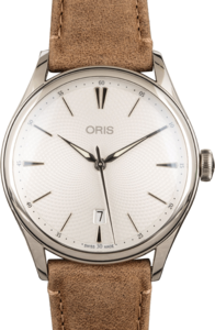 Oris Artelier Date Leather Strap Silver Dial