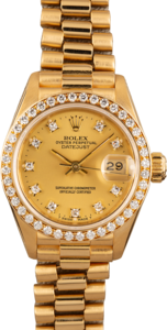 Ladies Rolex President 69178 Champagne Diamond Dial