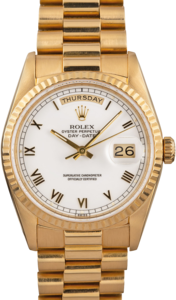 Mens Rolex President 18238 White Roman Dial