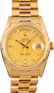 Rolex President 18238 Champagne Diamond Dial